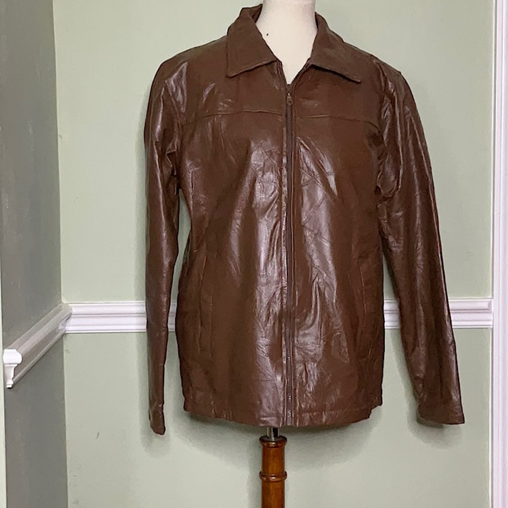 HABAND Executive Division Men’s Medium Brown Leather Coat With Zip In Lining - Picture 1 of 9
